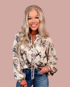 All That Glitters Floral Peasant Top with Gold Speckled Details