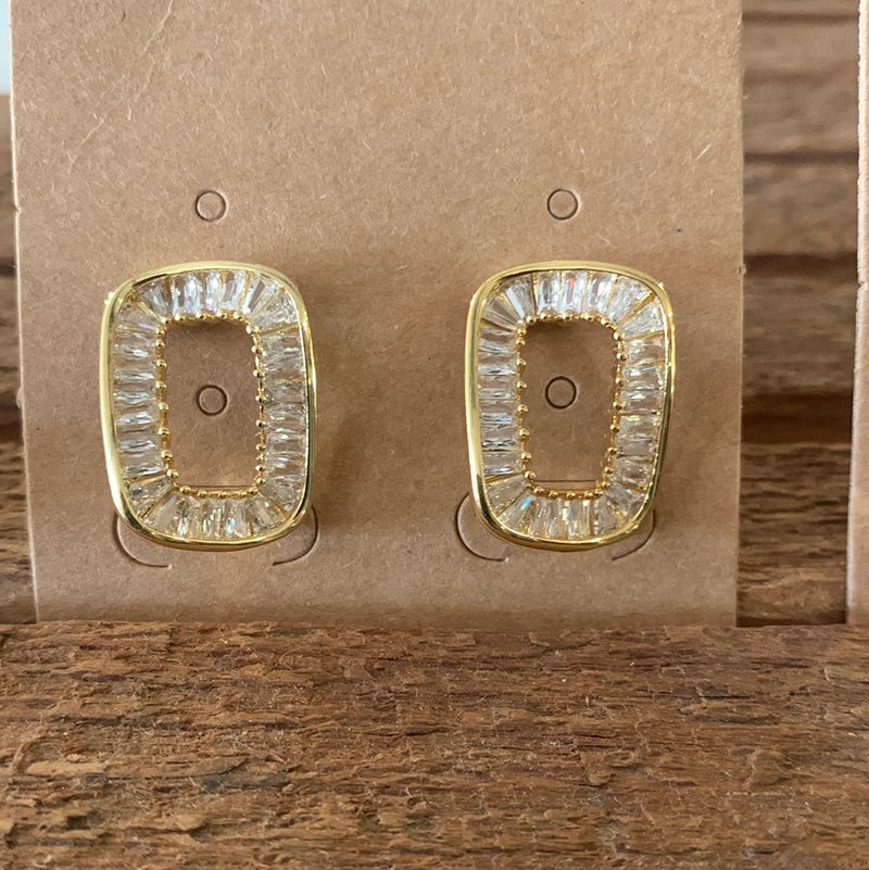 Assorted Baguette 14K Gold Dipped Post Earrings