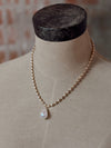 Golden Empress Beaded Necklace w/ Pearl + Earrings