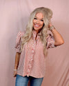 Sweet as Cinnamon Striped Ruffle Detailed Blouse - Rust