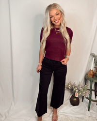 Confidence Boost Chic Knit Everyday Blouse in Maroon