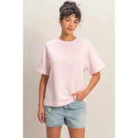 Love Language Essential Basic Knit Top - Soft Pink
