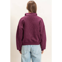 All Star Printed Quarter Zip Pullover Top in Maroon