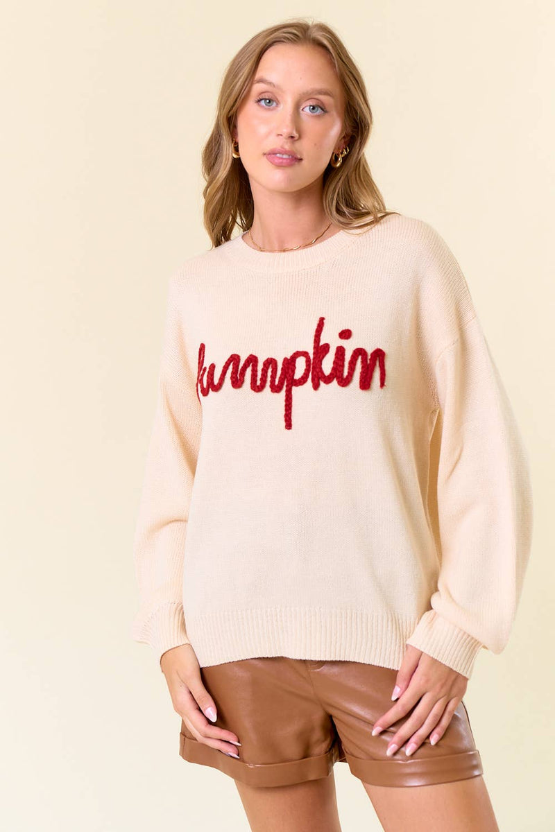 Spice of the Season Oversized Sweater Top - Ivory