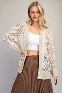 Cuddled Up In Crochet & Champagne Gold Speckled Cardigan