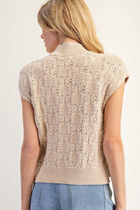 Perfect & Polished Cable Knit Sweater Top - Oatmeal