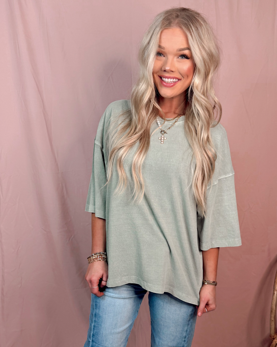Soft Standard Vintage Inspired Oversized Tee - Sage Green