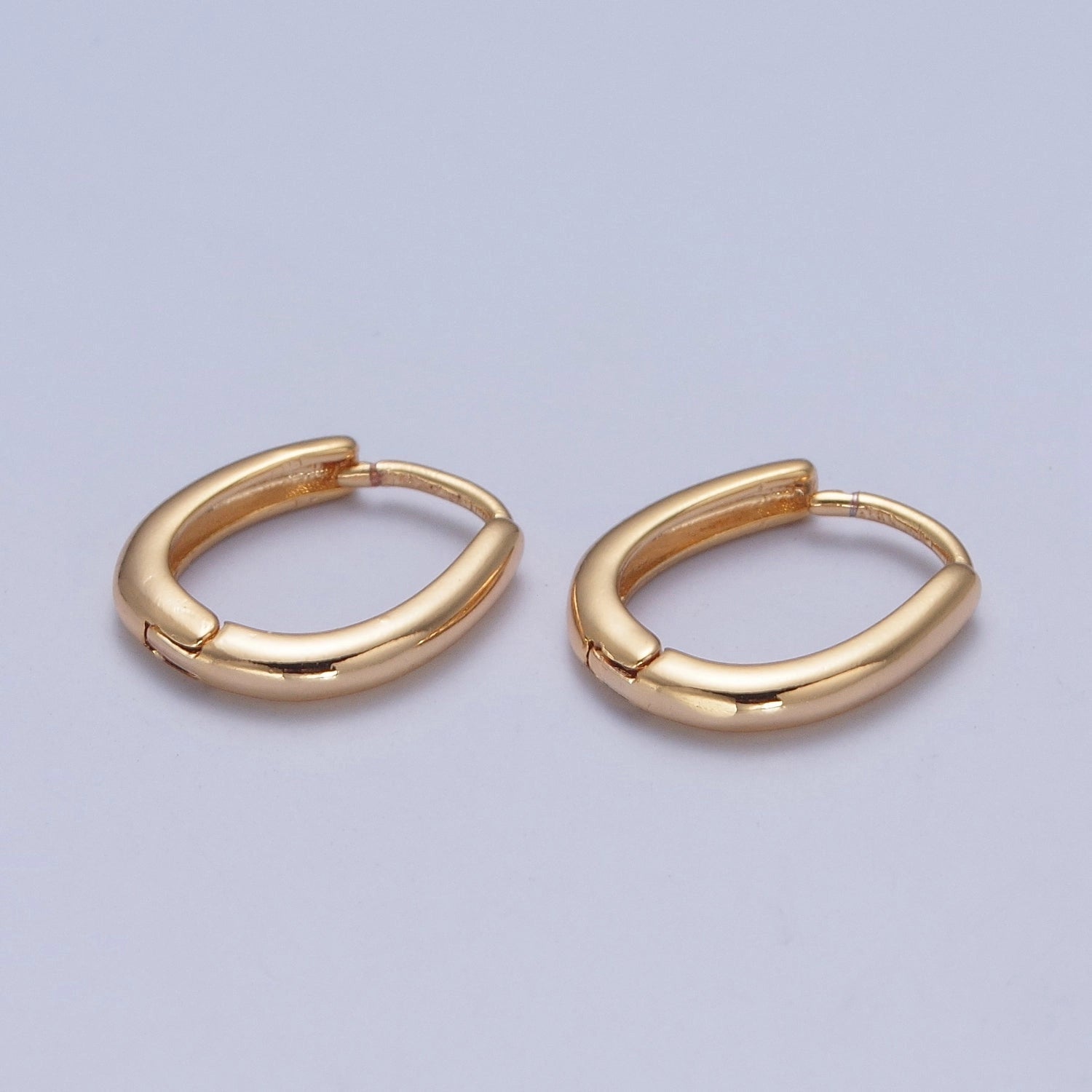Minimalist Stainless Steel Gold Oval Shaped Huggie Hoops Earrings