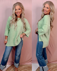 Cozy Club Oversized Knit Sweater - Jade
