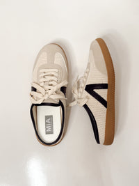 MIA Baron Off White + Black Slip On Mule Sneakers