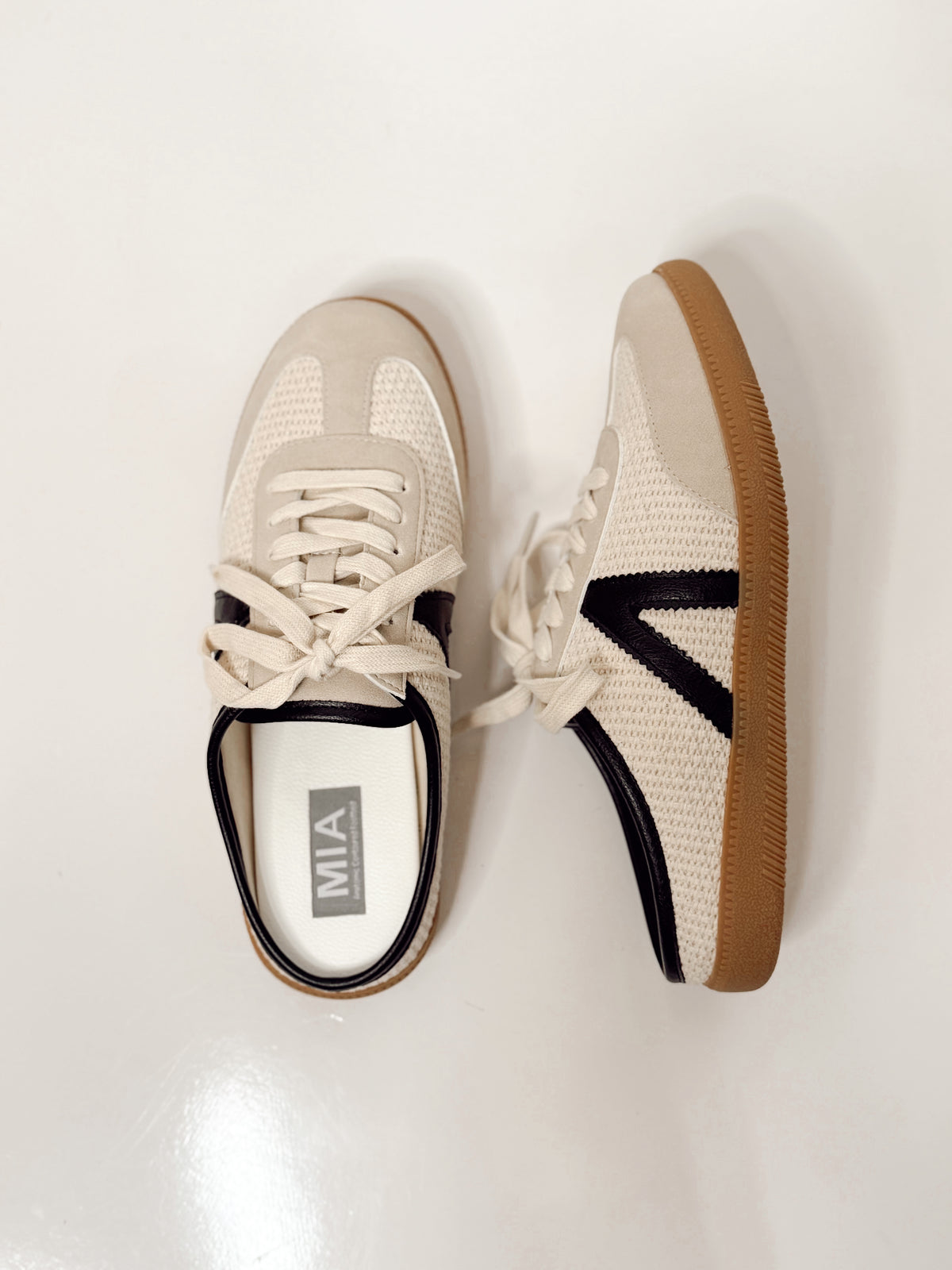 MIA Baron Off White + Black Slip On Mule Sneakers