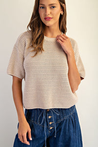 Waverly Waffle Knit Short Sleeve Sweater Top