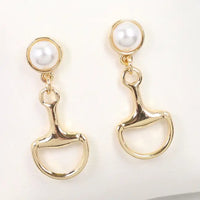 14K Gold Dipped Derby Day Pearl Bit Earrings