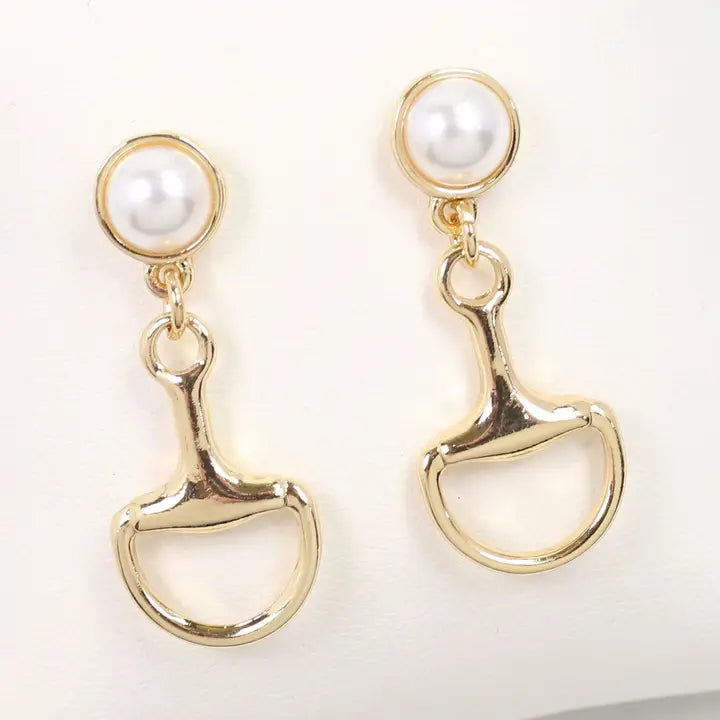 14K Gold Dipped Derby Day Pearl Bit Earrings