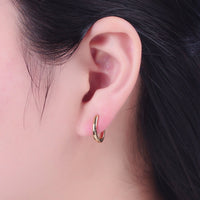 Minimalist Stainless Steel Gold Oval Shaped Huggie Hoops Earrings