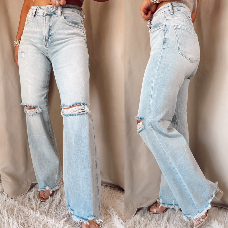 Hanna High Rise Wide Leg Distressed Jeans