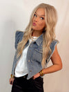 Delicate & Divine Ruffle Sleeve Denim Vest