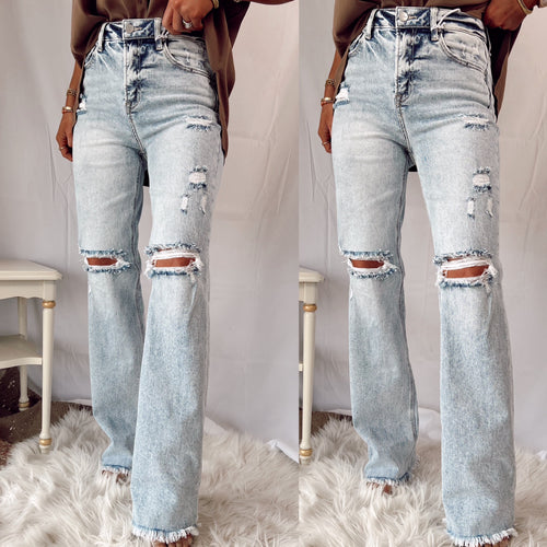 Reese High Rise Light Wash Distressed Jeans