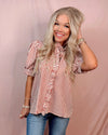 Sweet as Cinnamon Striped Ruffle Detailed Blouse - Rust