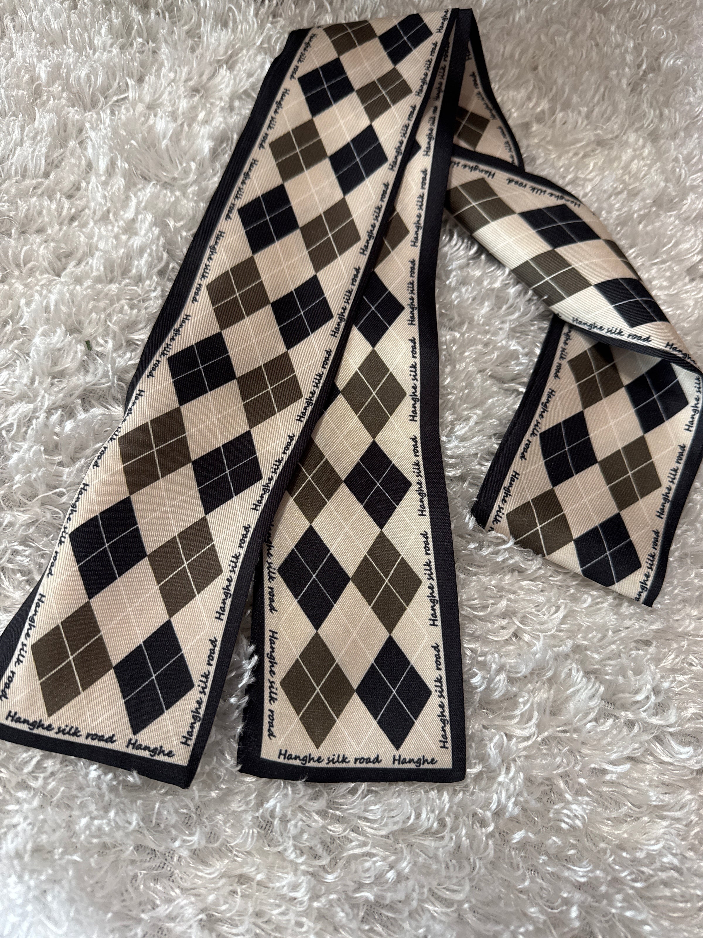 Argyle Print Twilly Scarf