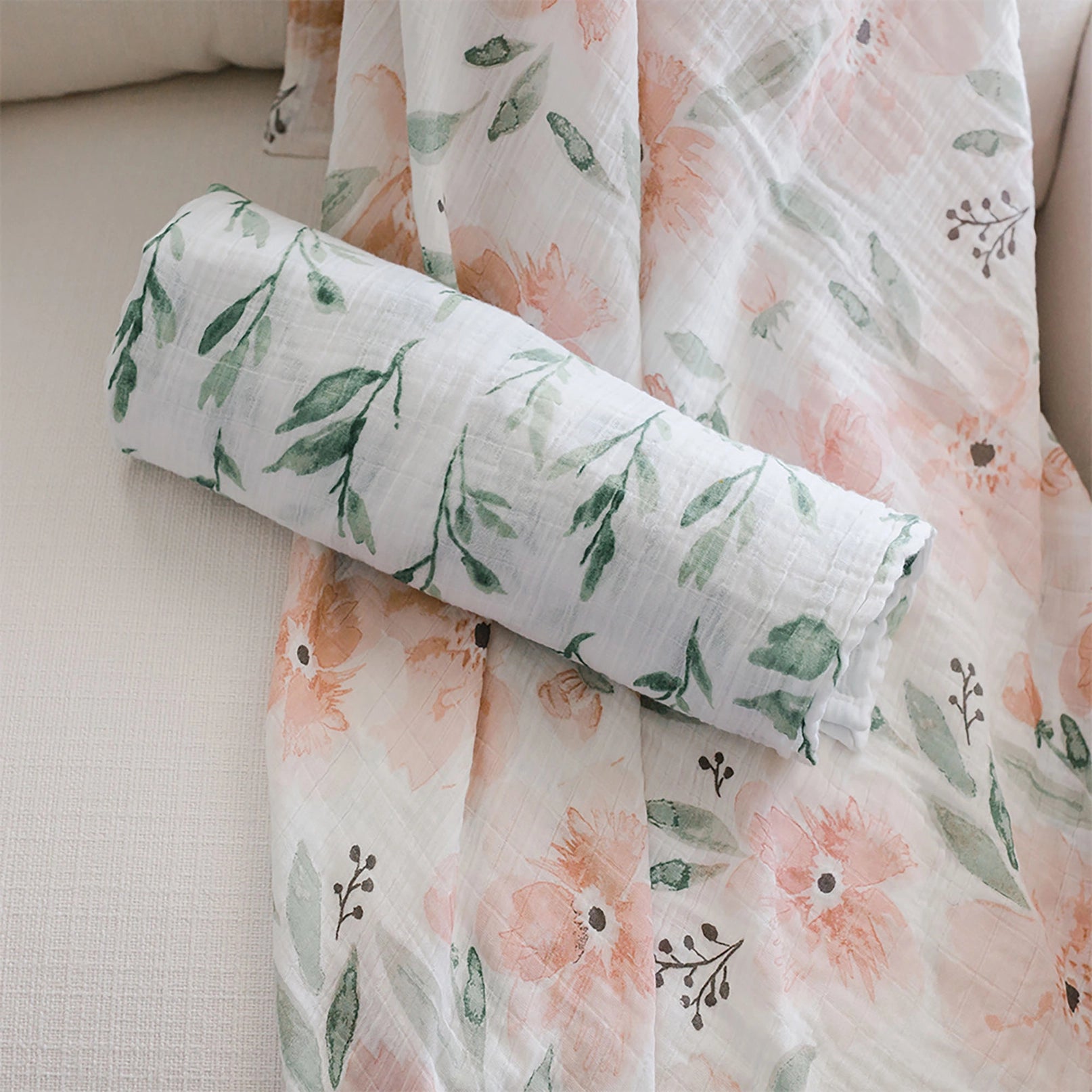 Parker Floral Cotton Muslin Set of 2 Swaddle Blankets