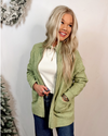 Serene In Sage Cable Knit Zip Up Jacket