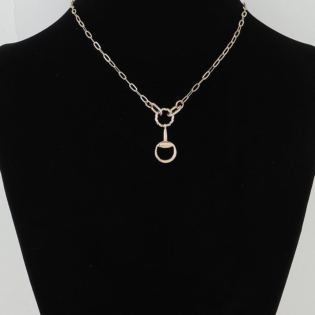 18K Gold Dipped Twisted Loop Equestrian Chain Link Necklace