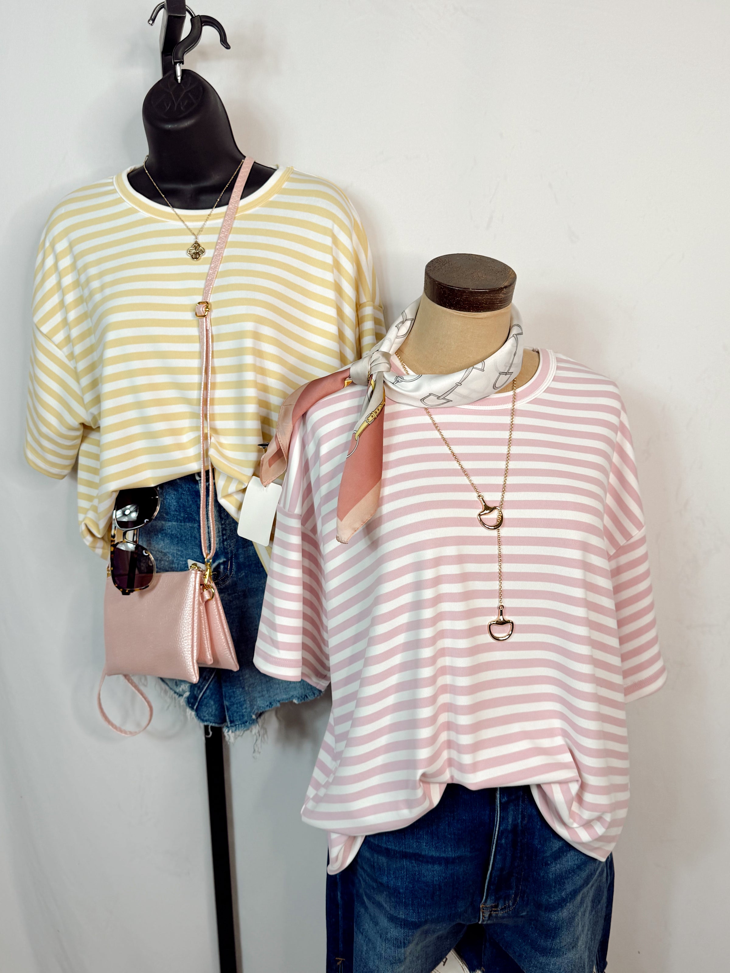 Lemon Drop Oversized Striped Super Soft Top -- PINK