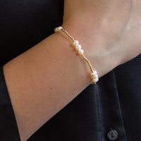 Lenny & Eva Tarnish Resistant Gold Plated Trio Pearl Stretch Bracelet