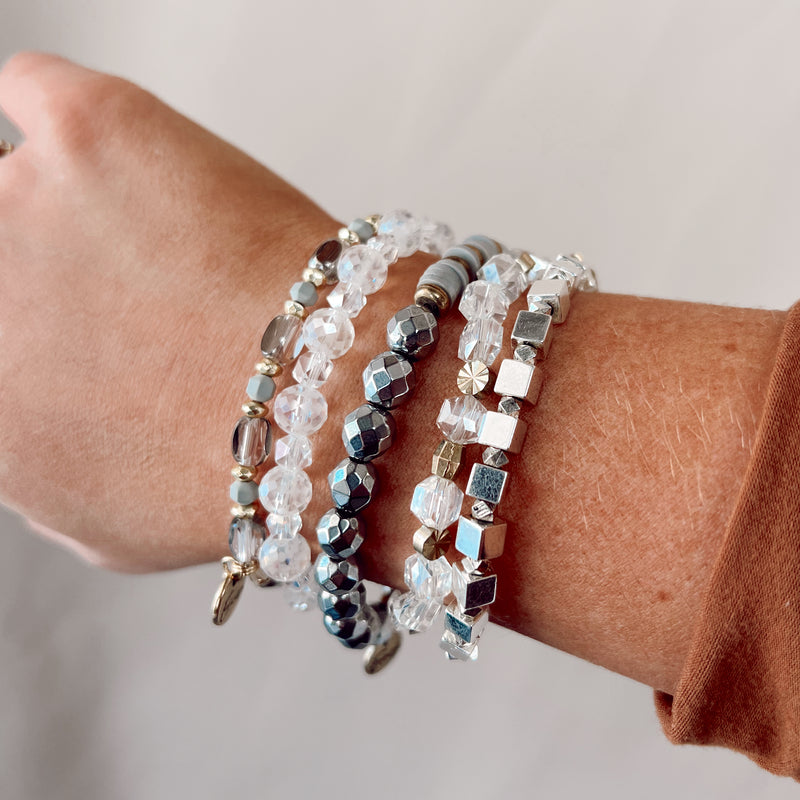 Crystal Clear 5 Piece Bracelet Stack