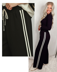 Comfort Zone Luxe Knit Contrast Stripe Straight Leg Lounge Pants