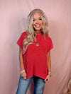 Main Character Mock Neck Knit Top - Red