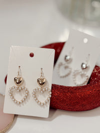 Assorted Pair of Hearts Pearl Drop Earrings