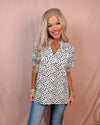 Detailed & Dotted Printed Jacquard Detailed Blouse