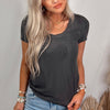 Rumor Has It Ribbed Basic Top- Charcoal