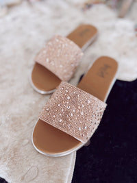 Pizzazz Champagne Rhinestone Slides