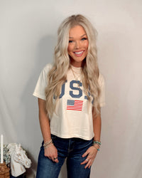 Classic Boxy Patriotic USA Tee