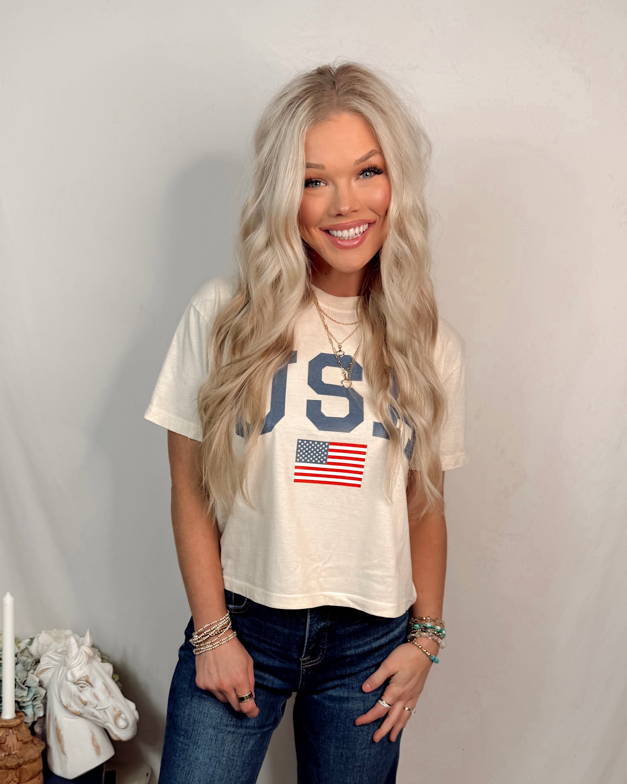 Classic Boxy Patriotic USA Tee