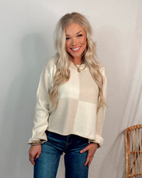 Cashmere Dreams Checkered Knit Sweater - Beige