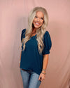 Ray Of Sunshine Ruffle Sleeve Blouse - Teal