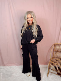 Wear-on-Repeat Mineral Wash Oversized Pullover - Black