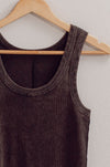 Miley Mineral Wash Ribbed Tank- Black