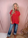 Main Character Mock Neck Knit Top - Red