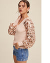 Rose Gold Haze Sequin Sleeve Top