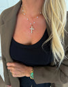 Remi Water Resistant Pearl Cross Necklace
