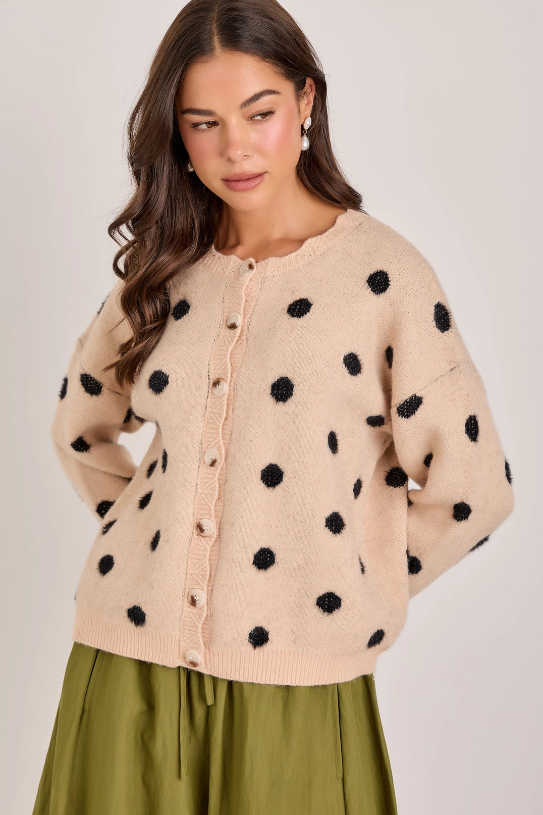 Spotted Charm Polka Dot Knit Cardigan / Sweater