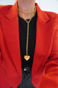 The Heiress Heart Water Resistant- Wrap Around Necklace - Gold