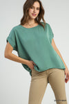 Tillie Teal Satin Blouse