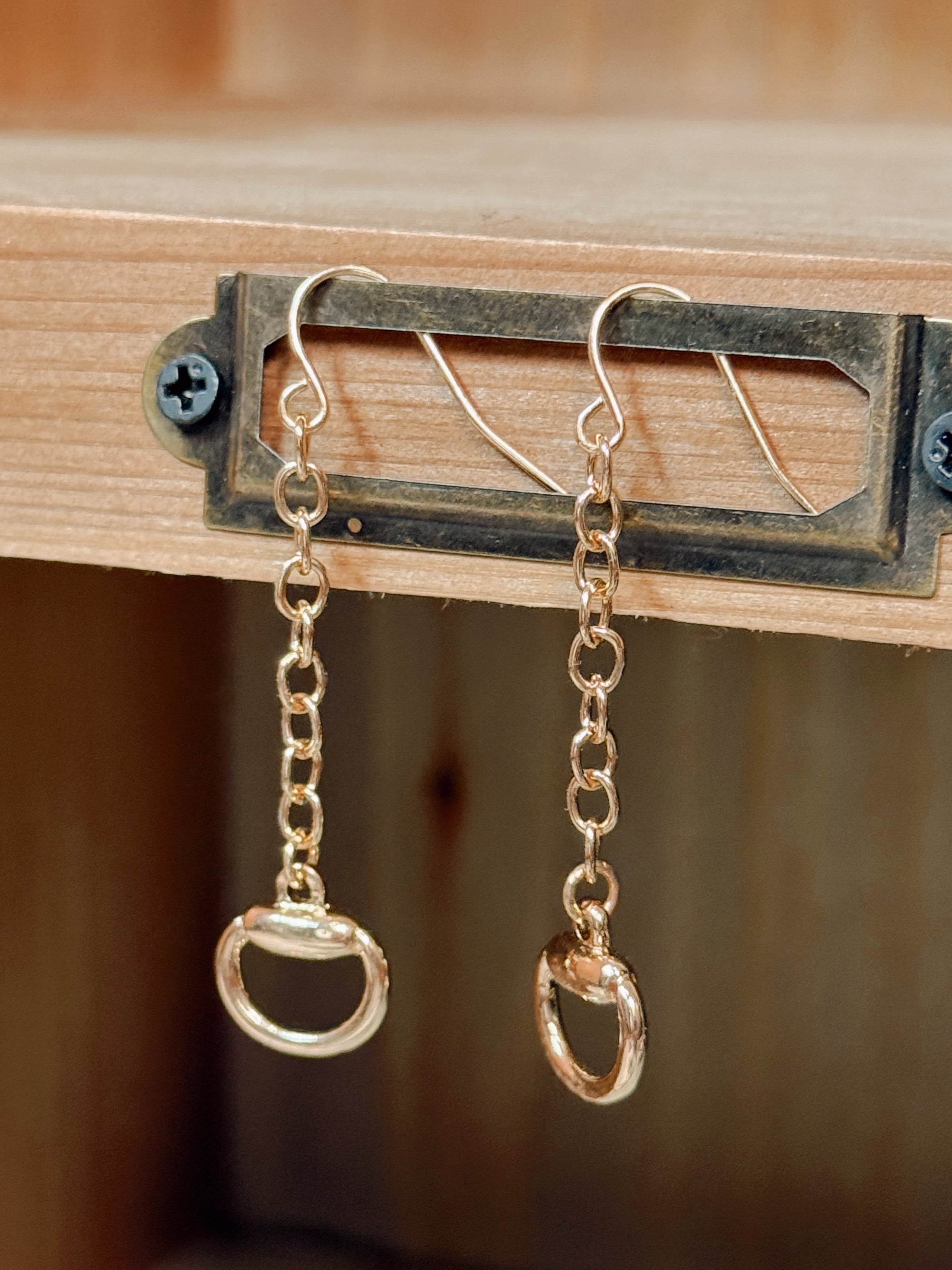The Belmont Bit Dangle Gold Earrings