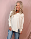 Waverly Waffle - Knit Crewneck Pullover - Cream